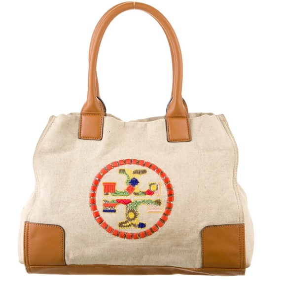Tory Burch Handbags - Limited edition “ Hawaii canvas leather beige tote bag”